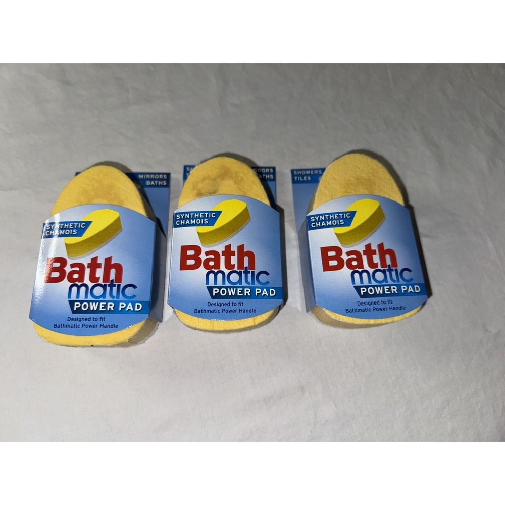 Lot of 3 Bathmatic Power Pads Mop Head Refill Cleaning Synthetic Chamois Pads